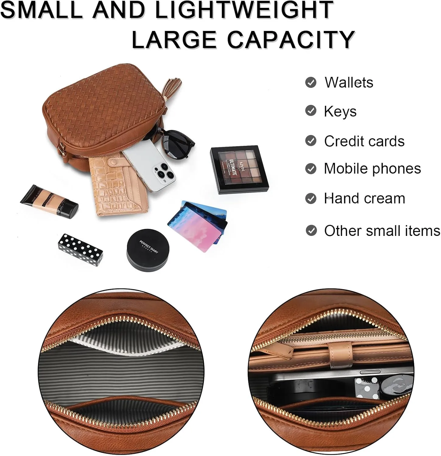 AFKOMST Woven Crossbody Bags for Women Small Summer Purse and Boho Handbags with Tassels,Vegen Leather