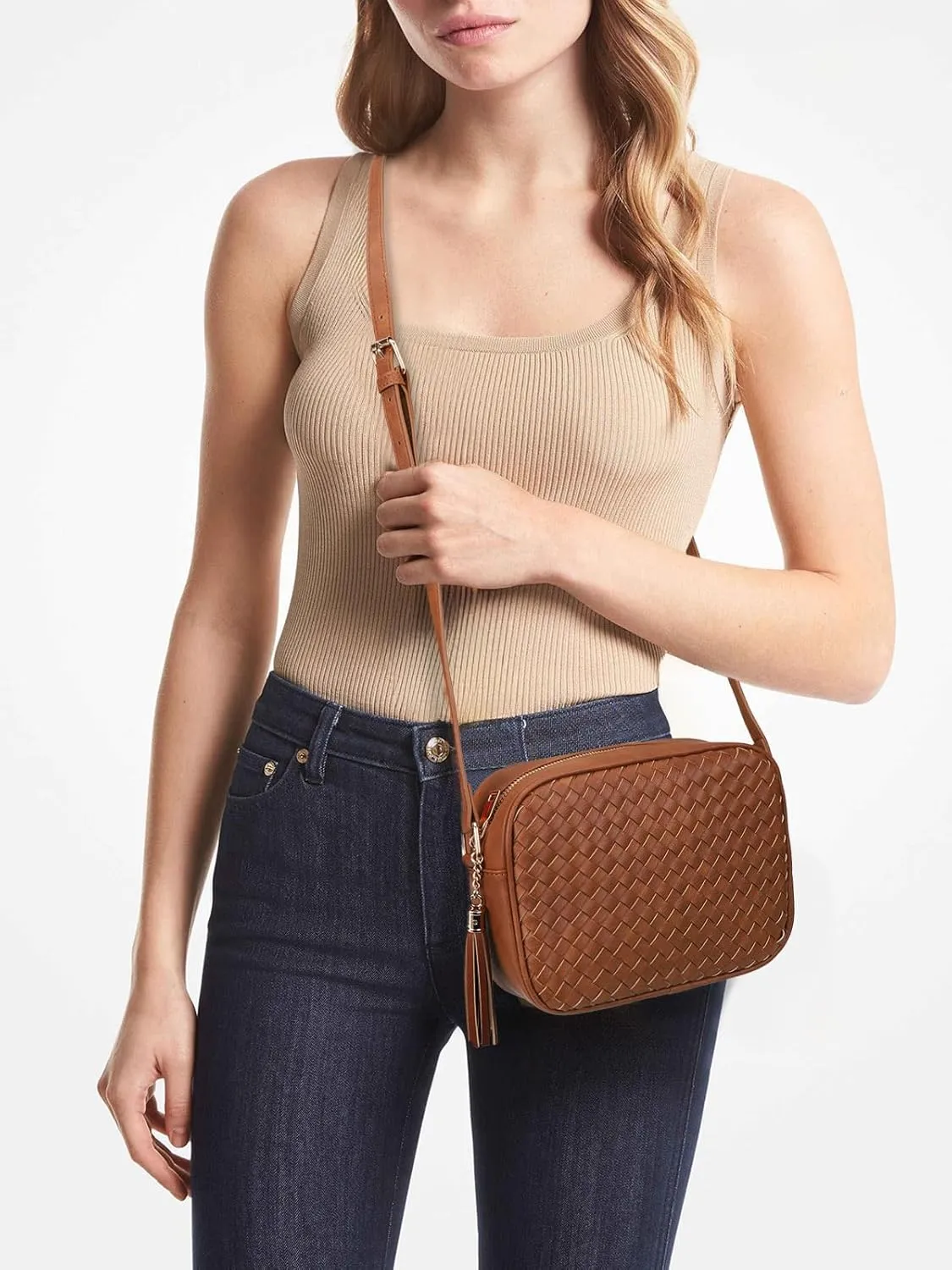 AFKOMST Woven Crossbody Bags for Women Small Summer Purse and Boho Handbags with Tassels,Vegen Leather