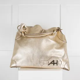 Anya Hindmarch Gold Leather Elrod Tote Bag