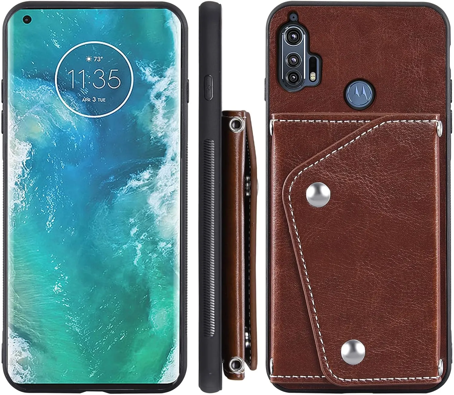 Asuwish Phone Case for Motorola Moto Edge 5G 2020 Wallet Cover with Tempered Glass Screen Protector and Credit Card Holder Crossbody Strap Stand Leather Cell Accessories MotoEdge G5 Women Girls Brown