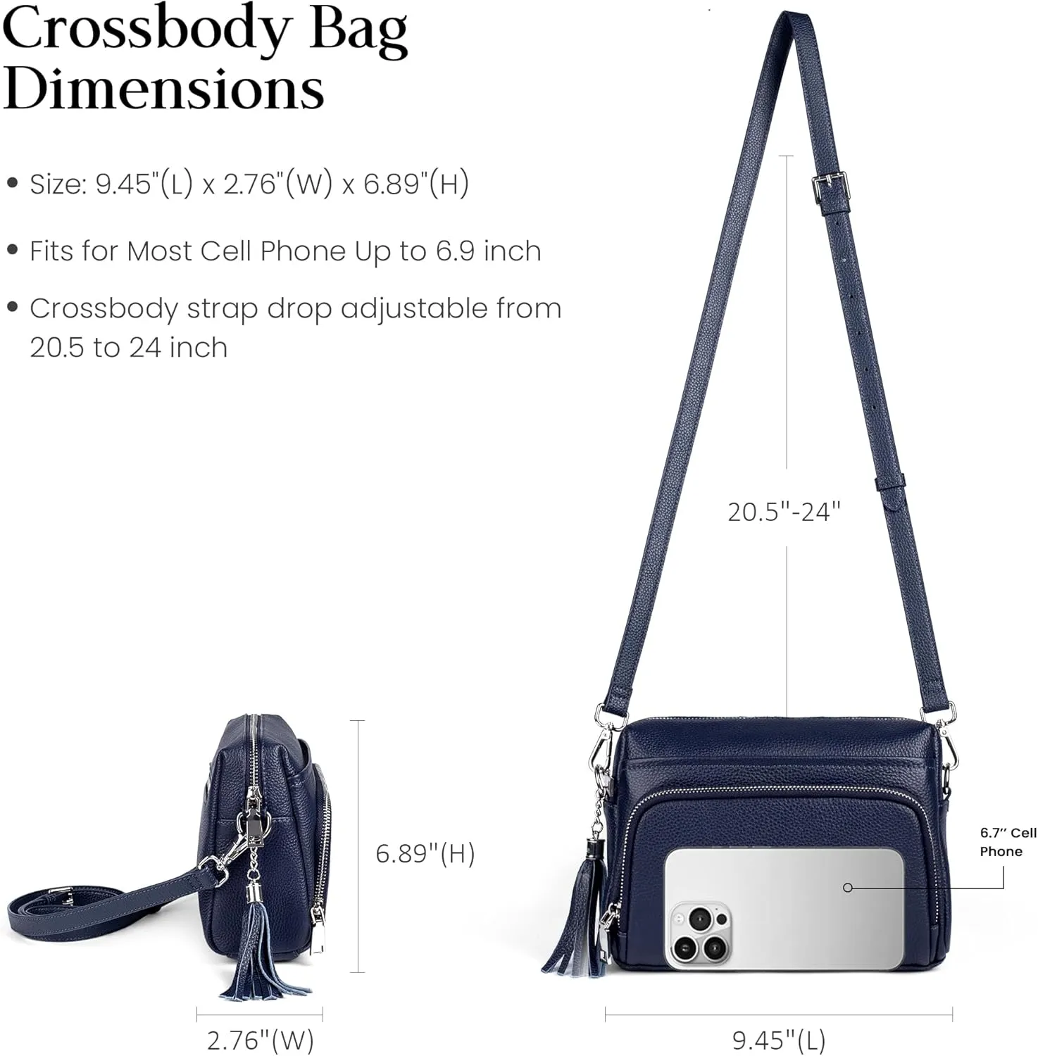 befen Genuine Leather Crossbody Purses for Women Lightweight Small Crossbody Bags Purse with Built in RFID Blocking Wallet