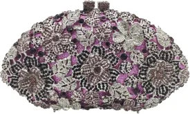 Boutique De FGG Flower Crystal Clutch Purses for Women Evening Bags Formal Wedding Handbag Party Rhinestone Clutch Bag,Mini