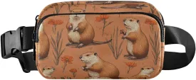 Cartoon Beaver Terracotta Trendy Waist Bag Fanny Pack for Men Women Waterproof Sling Chest Bag with Adjustable Strap for Travel Vacation Running