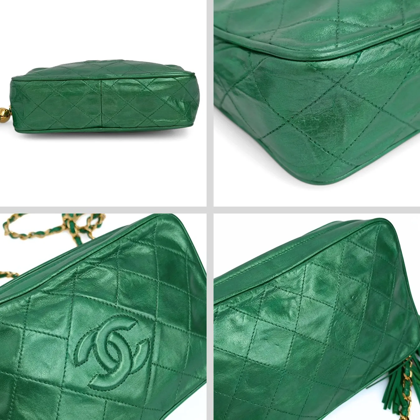 Chanel Chanel vintage Camera bag in green leather - '10s