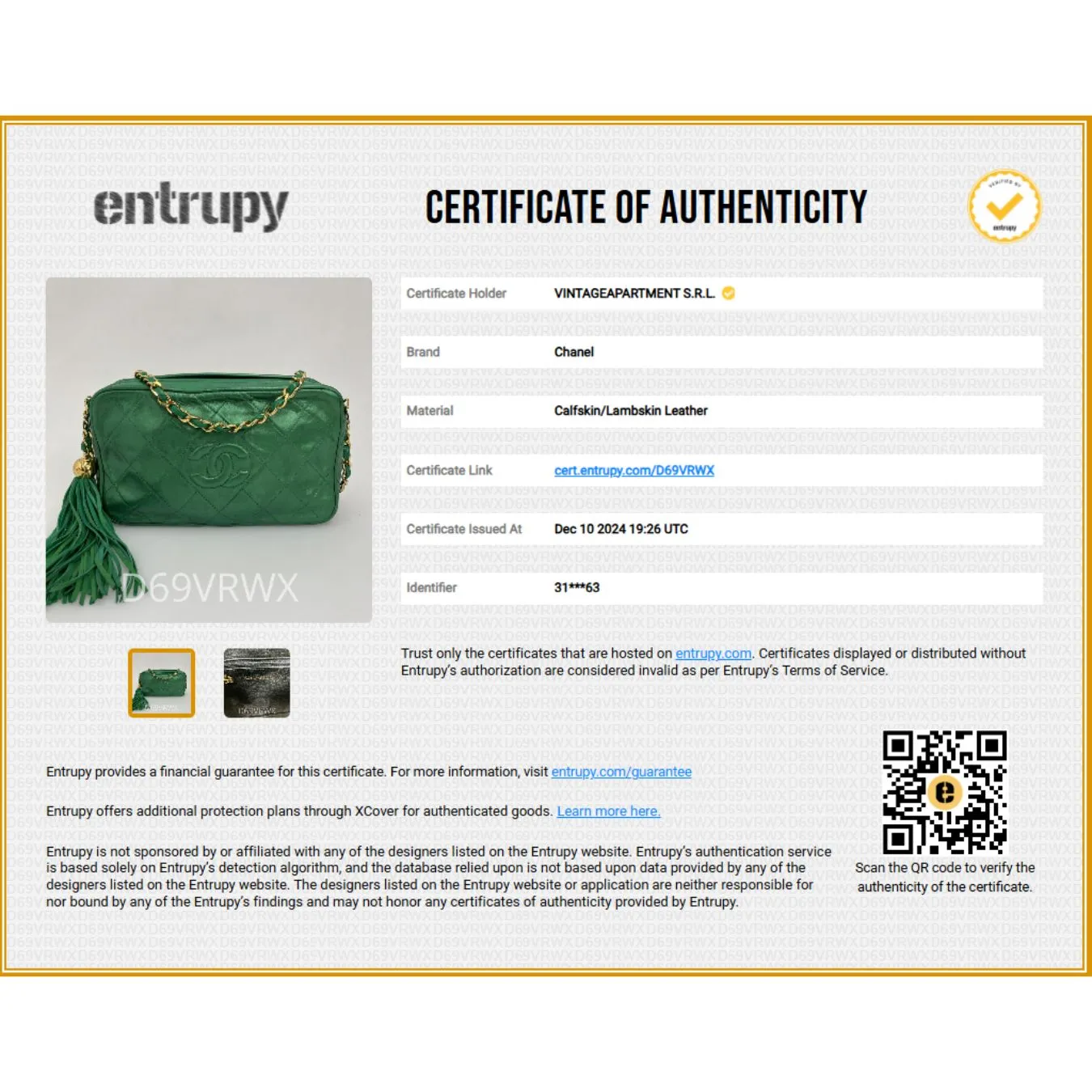 Chanel Chanel vintage Camera bag in green leather - '10s