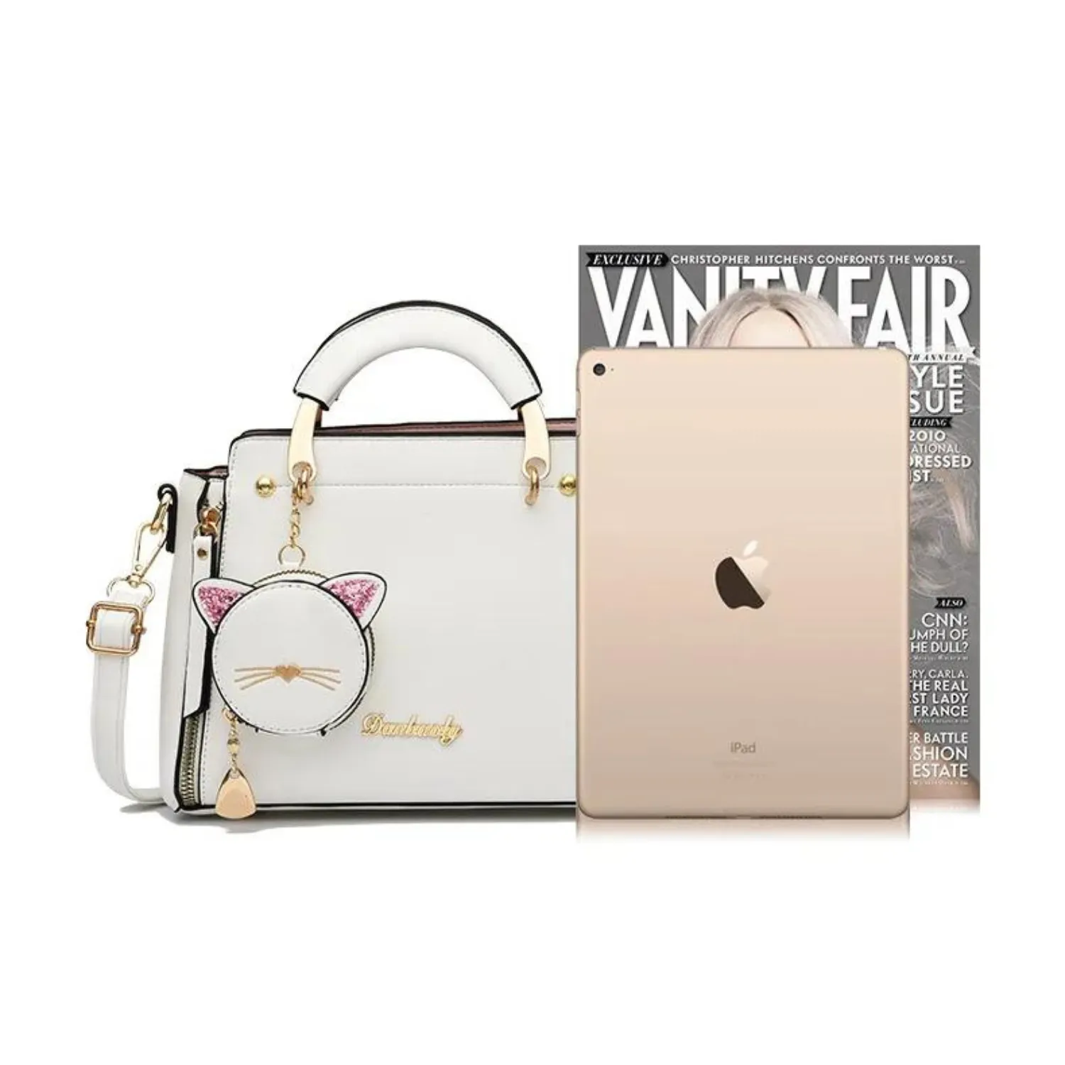 Charming Cat Motif Satchel Bag