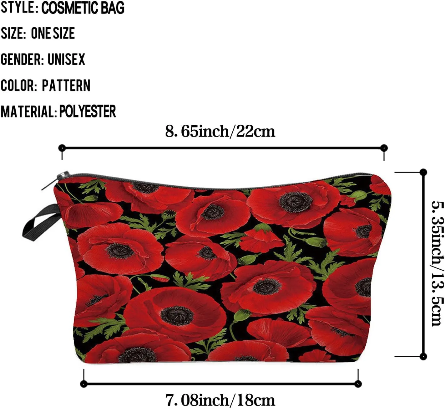 Common Poppy Floral Cosmetic Bag for Women Cute Small Makeup Bag for Purse Travel Toiletry Zipper Pouch for Girls Gift for Sisters Common Poppy Makeup Bag for Her