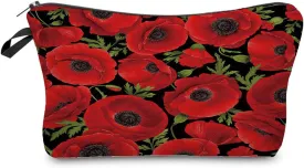 Common Poppy Floral Cosmetic Bag for Women Cute Small Makeup Bag for Purse Travel Toiletry Zipper Pouch for Girls Gift for Sisters Common Poppy Makeup Bag for Her