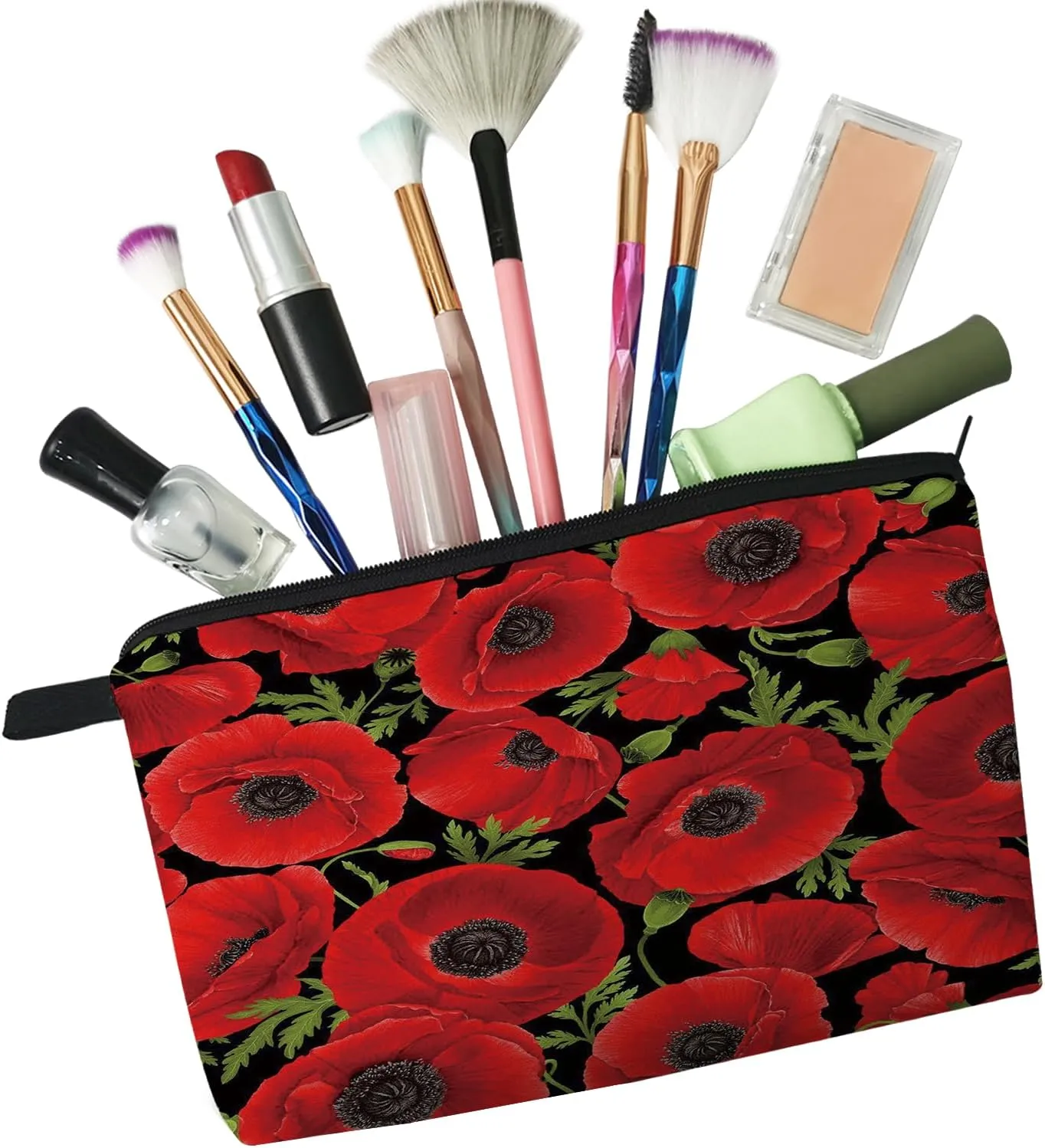 Common Poppy Floral Cosmetic Bag for Women Cute Small Makeup Bag for Purse Travel Toiletry Zipper Pouch for Girls Gift for Sisters Common Poppy Makeup Bag for Her
