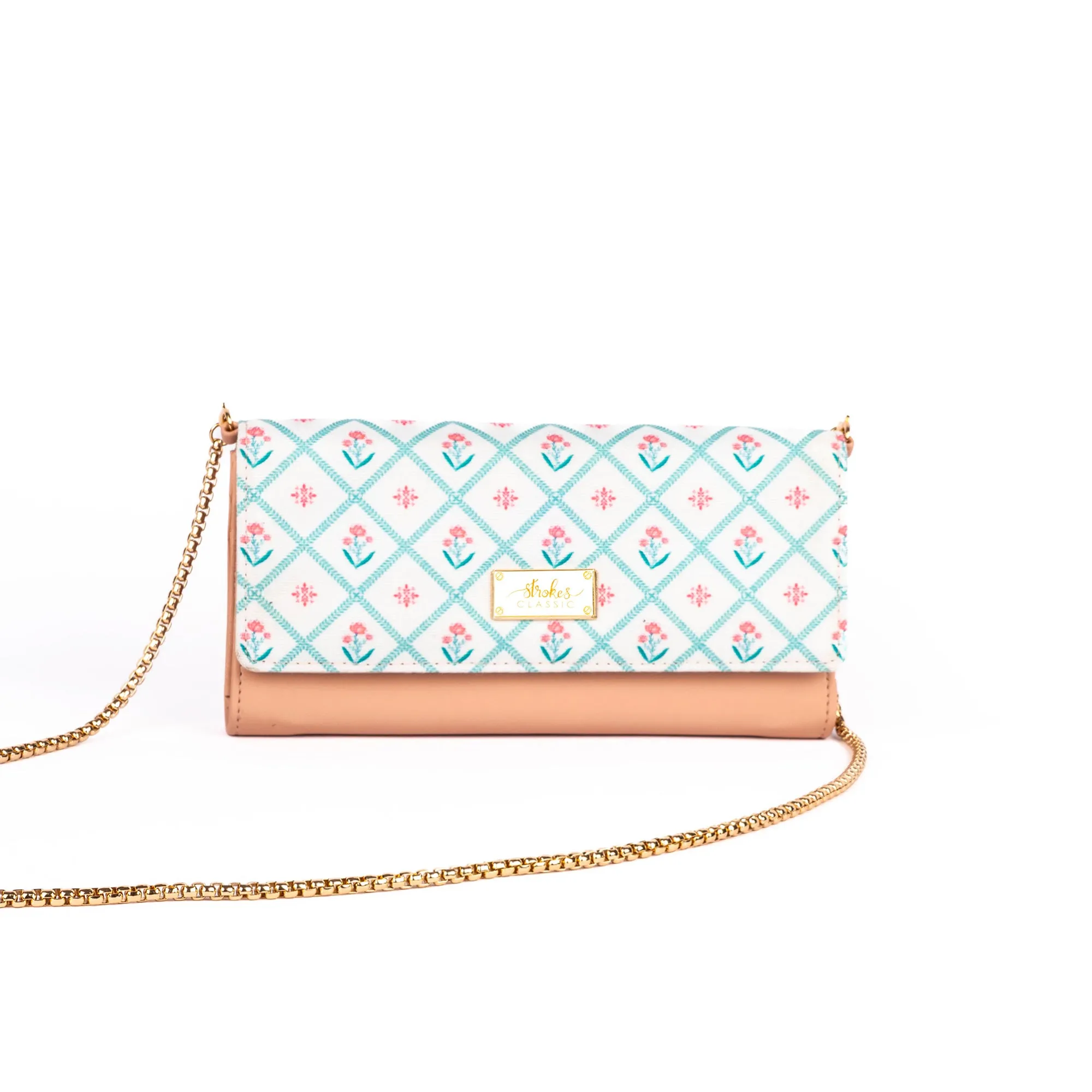 Coral Blossom Clutch Wallet cum Sling