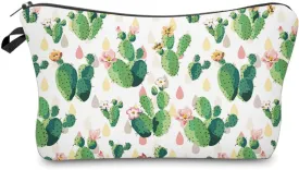 Cosmetic Bags for Women Small Cute Lovely Succulent Cactus Makeup Bag for Purse Travel Toiletry Bag Accessories Organizer Zipper Pouch Gift Idea White