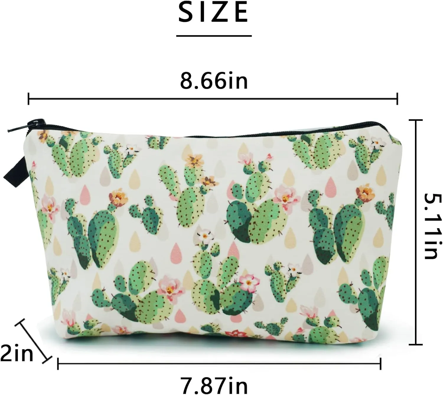 Cosmetic Bags for Women Small Cute Lovely Succulent Cactus Makeup Bag for Purse Travel Toiletry Bag Accessories Organizer Zipper Pouch Gift Idea White