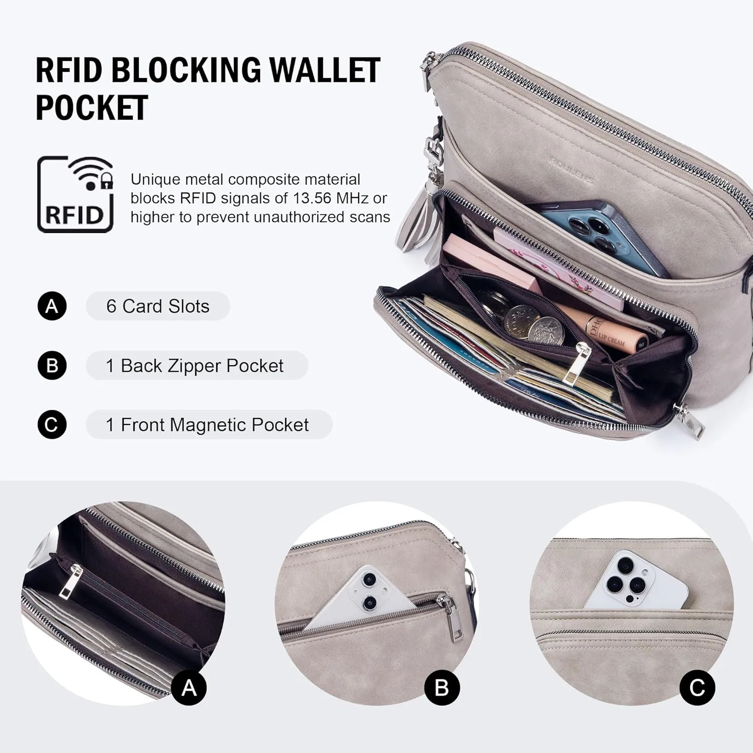 Crossbody Purse for Women,Lightweight Medium Crossbody Bag Soft Leather Women's Shoulder Handbags with Tassel