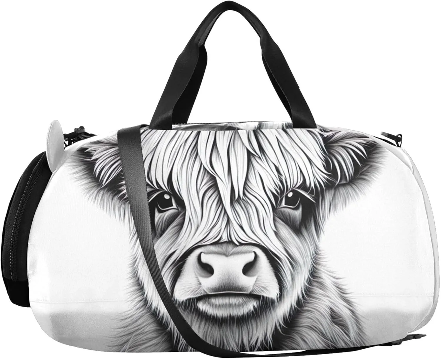 Cute Highland Cow Vintage Farm Girls Tote Duffle Bags Travel Overnight Weekender Duffel Duffle Bag for Kids Boys Carry on Duffel Bag