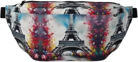 Eiffel Tower Paris Painting Fanny Pack Crossbody Sling Bag  Zipper Pockets for Travel, Hiking, Cycling, Workouts, and Everyday Use