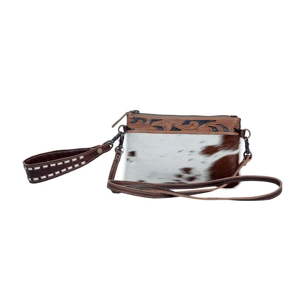 Embossed Leather & Hairon Belt Bag