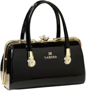 Fashion Leather Women's Top Handle Satchel Crossbody Handbags Diamonds Evening Bag Purses Hard Shoulder Bags