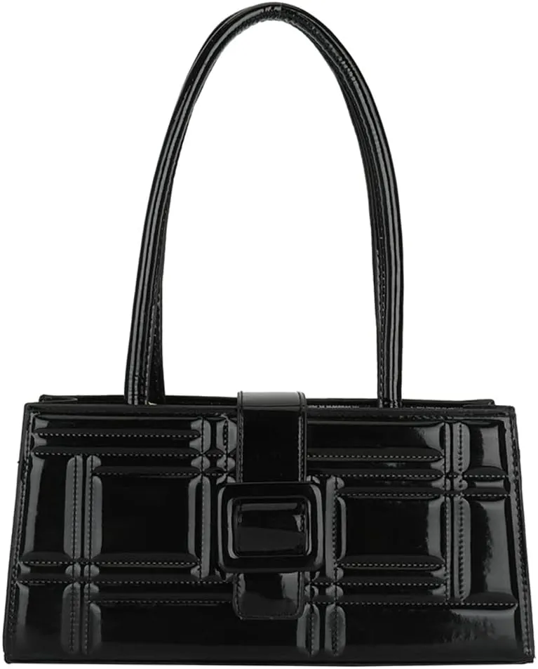 Fashion Show Orange Shiny Metallic Embossed Top Handle Handbag