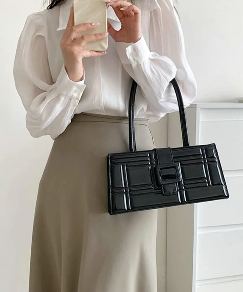 Fashion Show Orange Shiny Metallic Embossed Top Handle Handbag