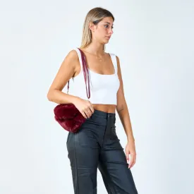 Faux fur mini tote with double handles wholesale