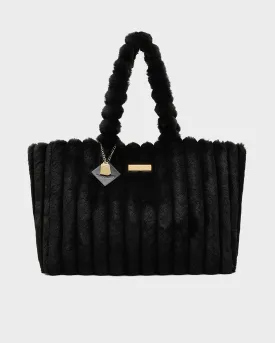 Fuzzy Tote Bag in Black
