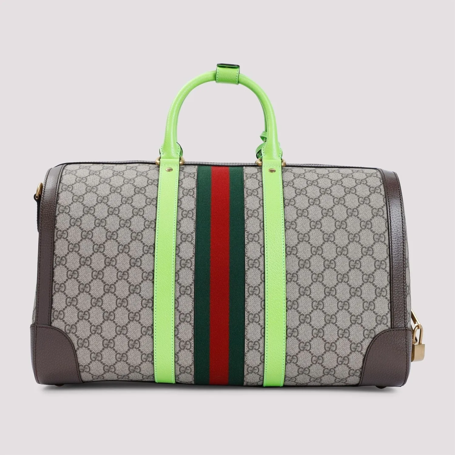 GG SAVOY MEDIUM DUFFLE BAG BEIGE/EBONY/SHINY GREEN