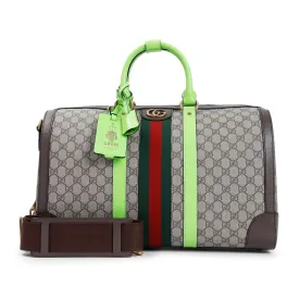 GG SAVOY MEDIUM DUFFLE BAG BEIGE/EBONY/SHINY GREEN