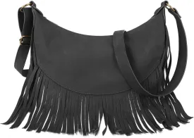 GLITZALL Boho Fringe Purse Small Crossbody Hobo Bags for Women Vegan Suede Western Country Purse