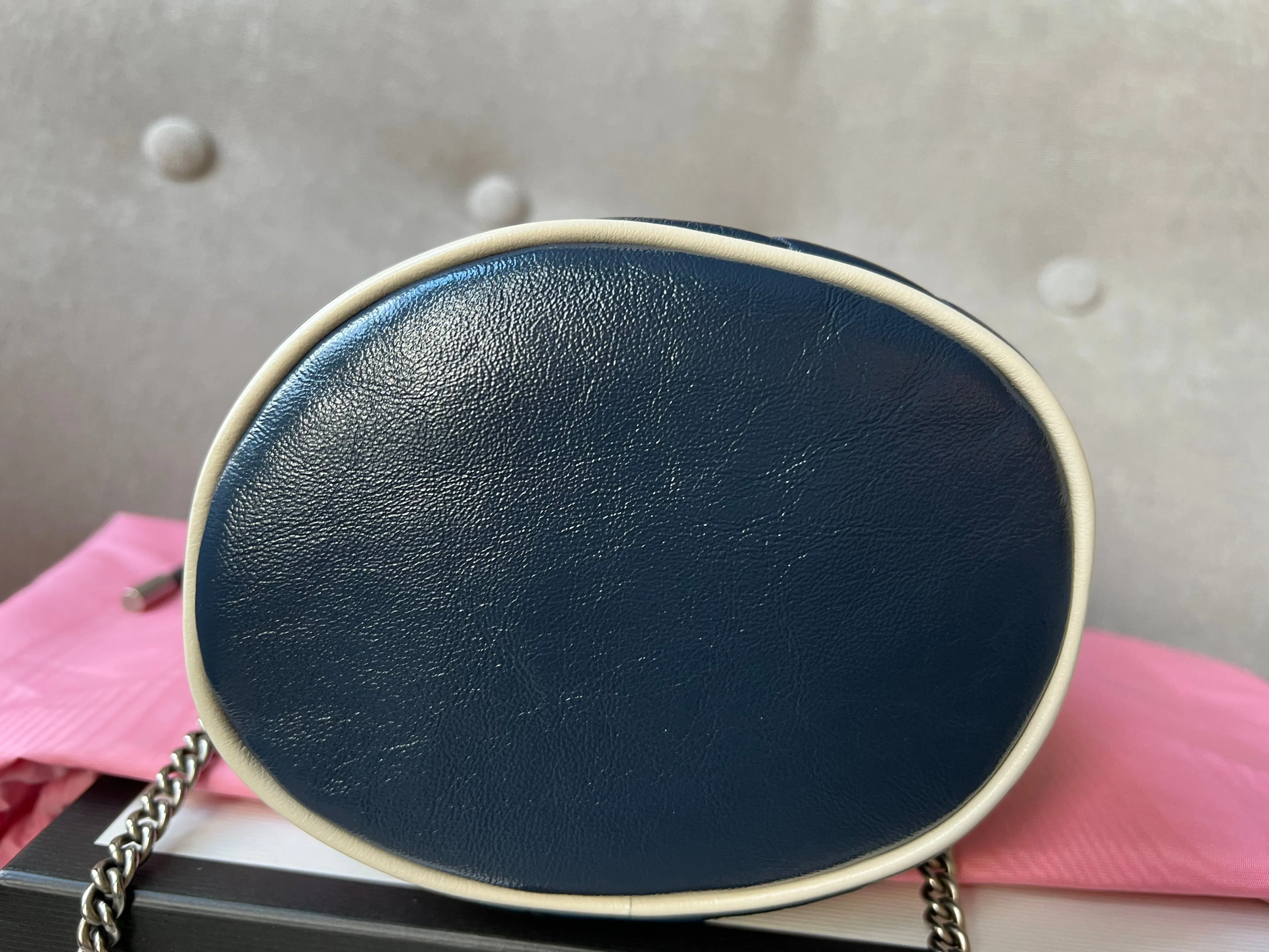 Gucci GG Navy Torchon Marmont GG Mini Bucket Bag (RRP £865)