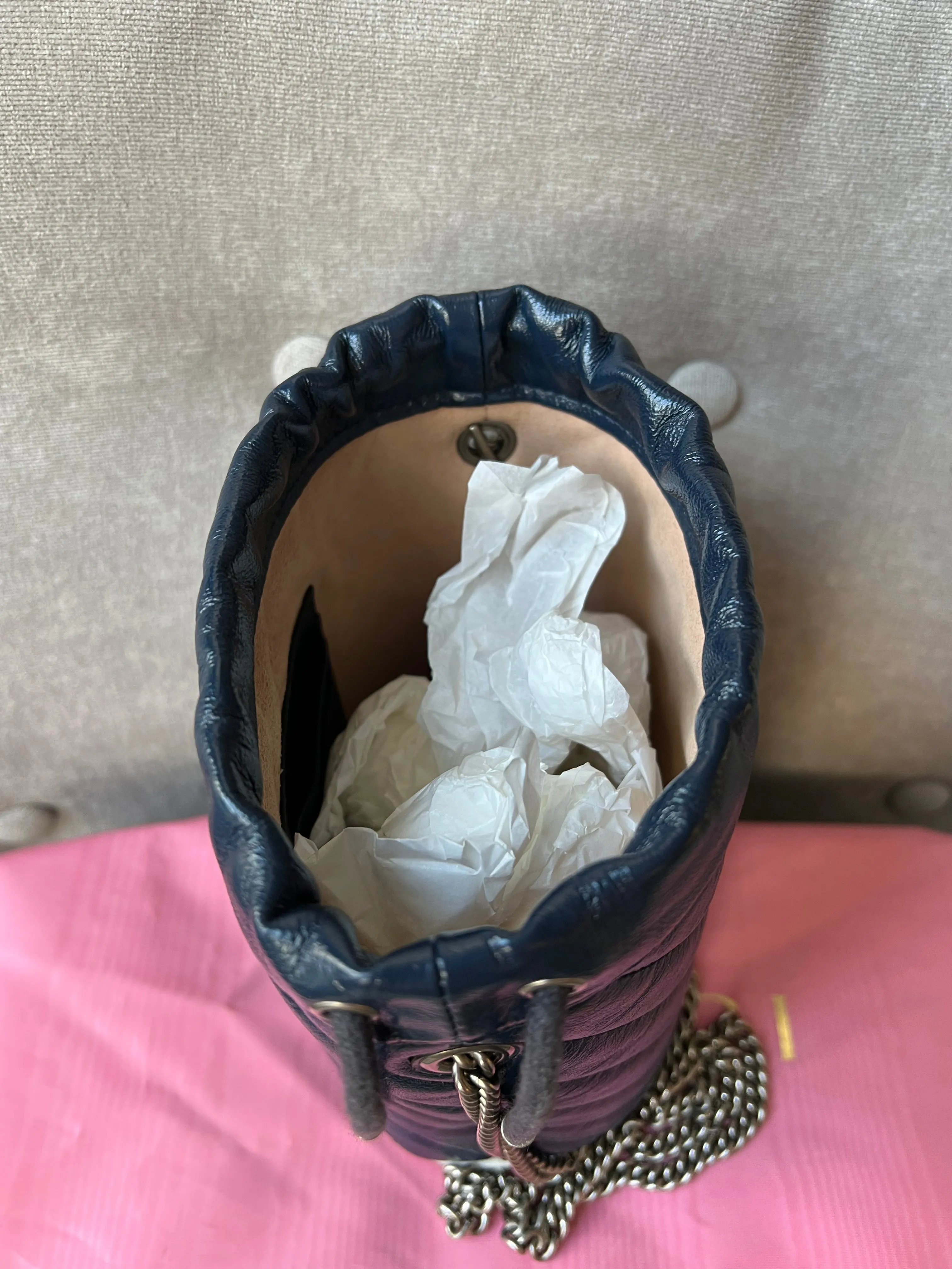 Gucci GG Navy Torchon Marmont GG Mini Bucket Bag