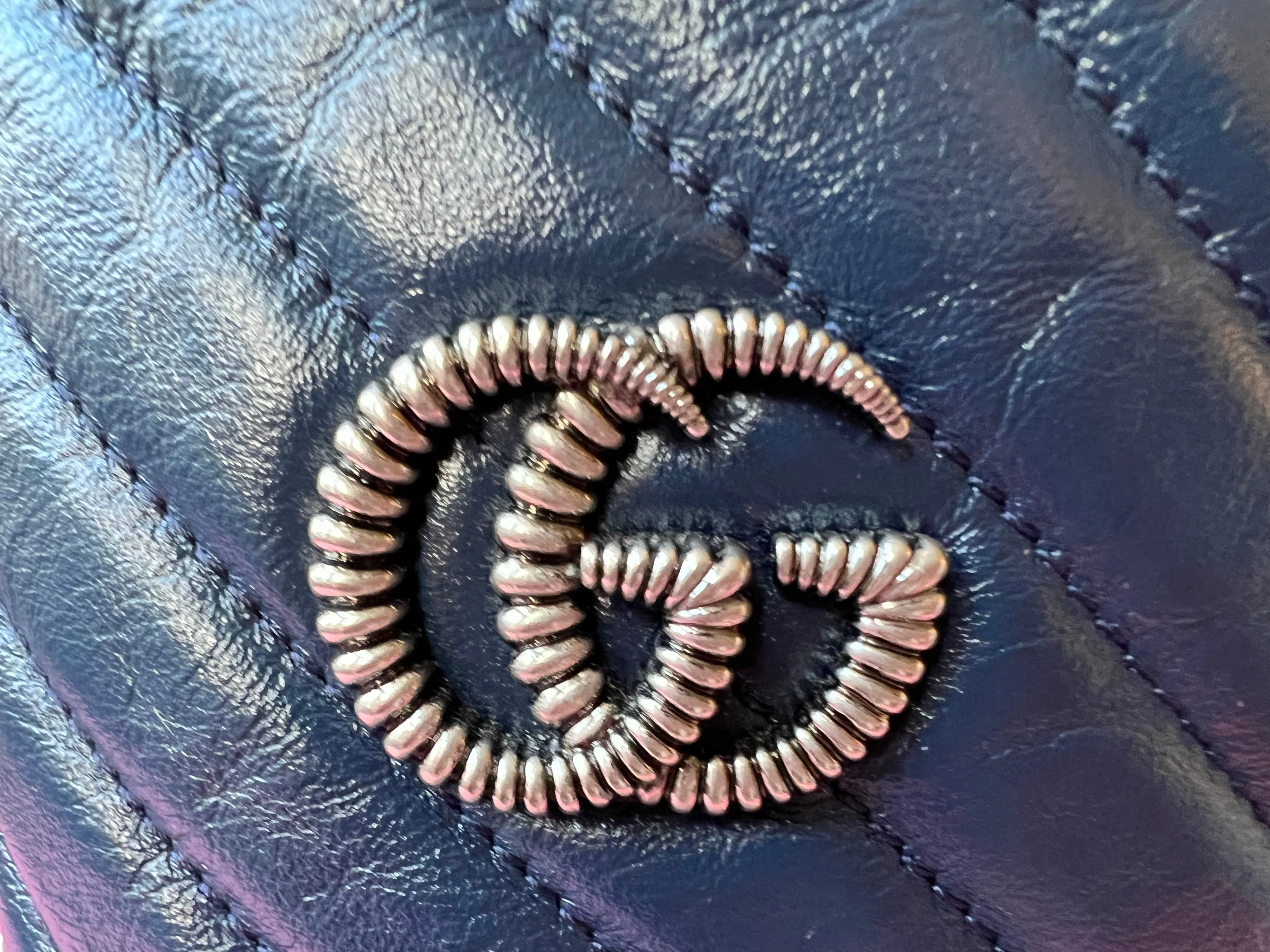 Gucci GG Navy Torchon Marmont GG Mini Bucket Bag