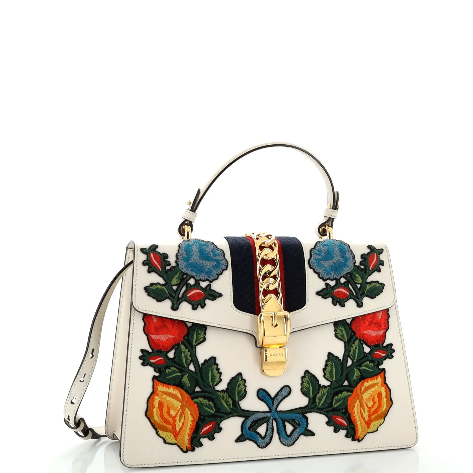Gucci Sylvie Top Handle Bag Embroidered
