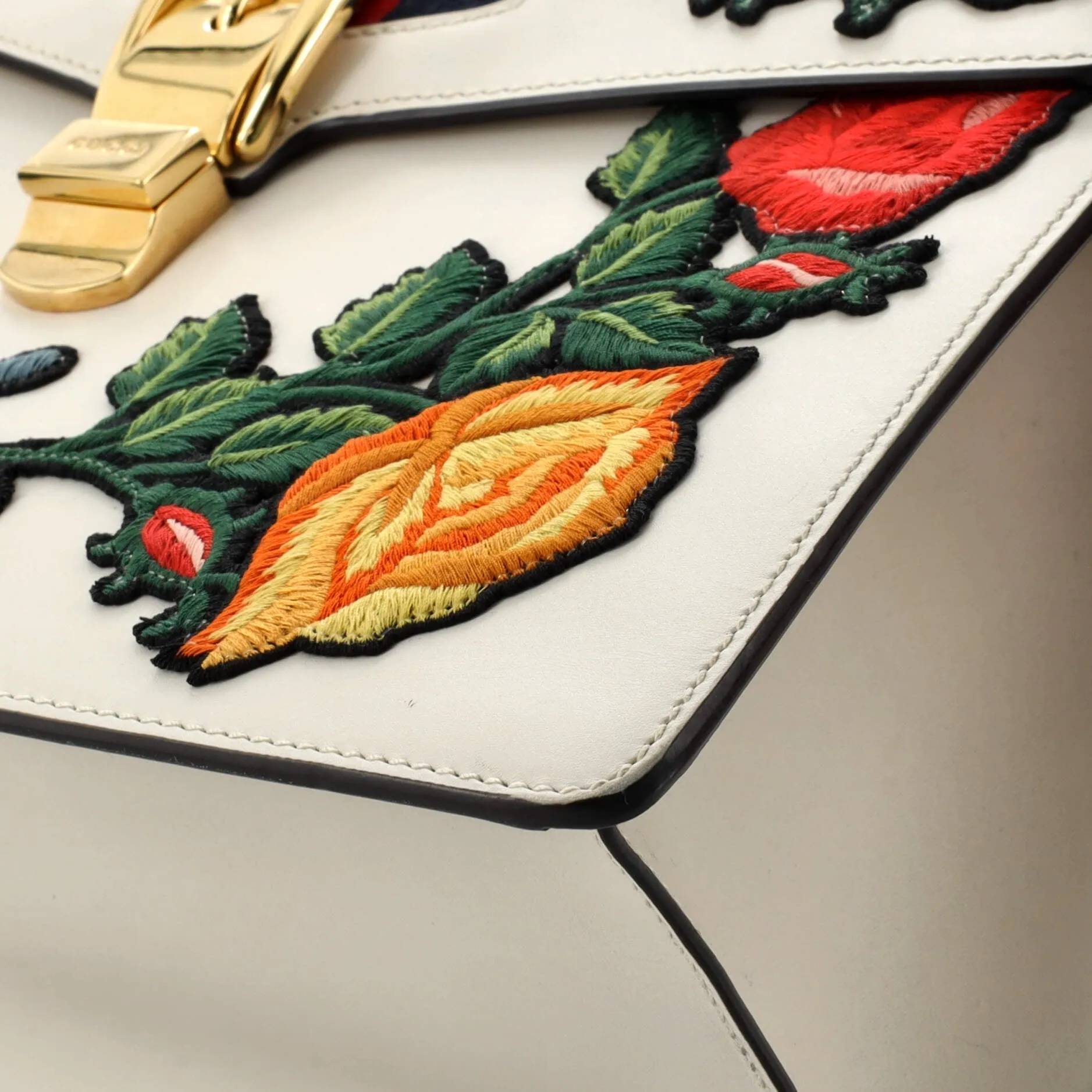 Gucci Sylvie Top Handle Bag Embroidered