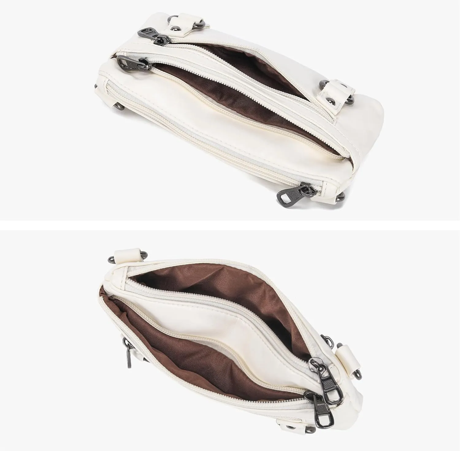 Haytijoe Triple Zip Crossbody Purses Small Crossbody Bags for Women Travel Cell Phone Purse Soft Leather Shoulder Handbags