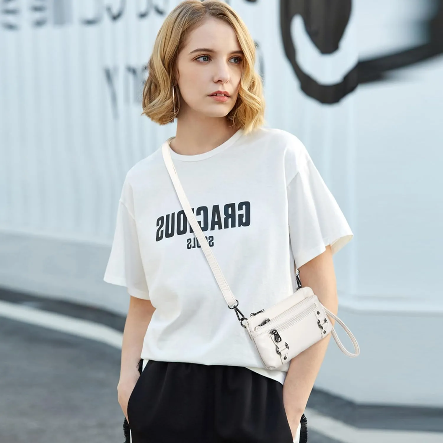 Haytijoe Triple Zip Crossbody Purses Small Crossbody Bags for Women Travel Cell Phone Purse Soft Leather Shoulder Handbags