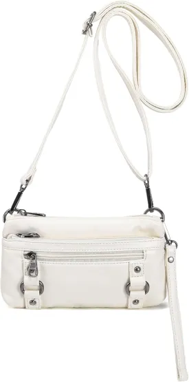 Haytijoe Triple Zip Crossbody Purses Small Crossbody Bags for Women Travel Cell Phone Purse Soft Leather Shoulder Handbags