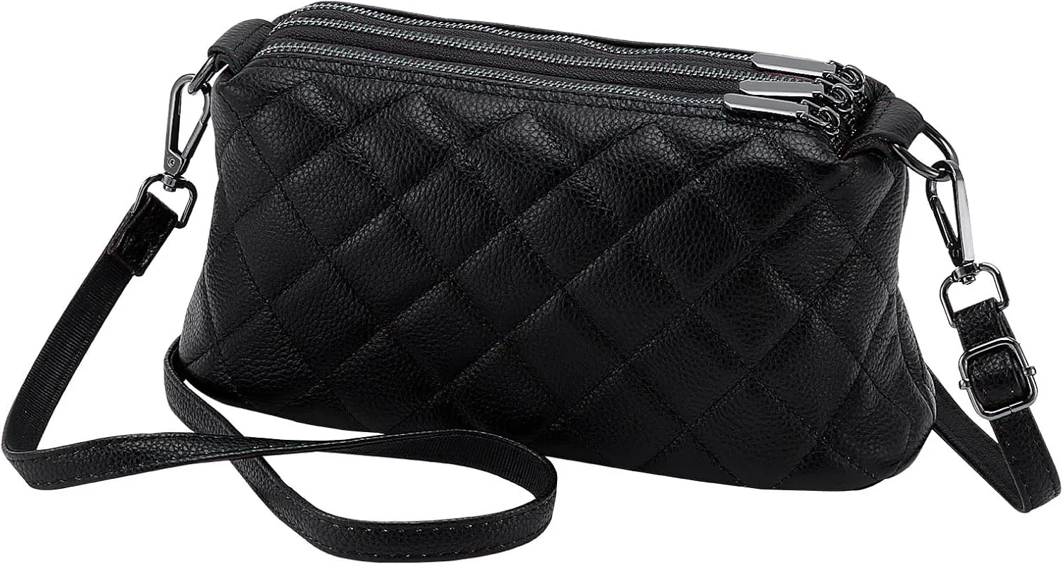 HUA ANGEL Crossbody Purses for Women, Leather Shoulder Handbags Sling Bag Crossboby Bags Triple Zipper Multi Pockets Purses