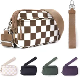 IBEE Dual Wristlet Wallets for Women RFID Blocking Crossbody Wallets Purse with ID Window Large Wristlet Purse Nylon