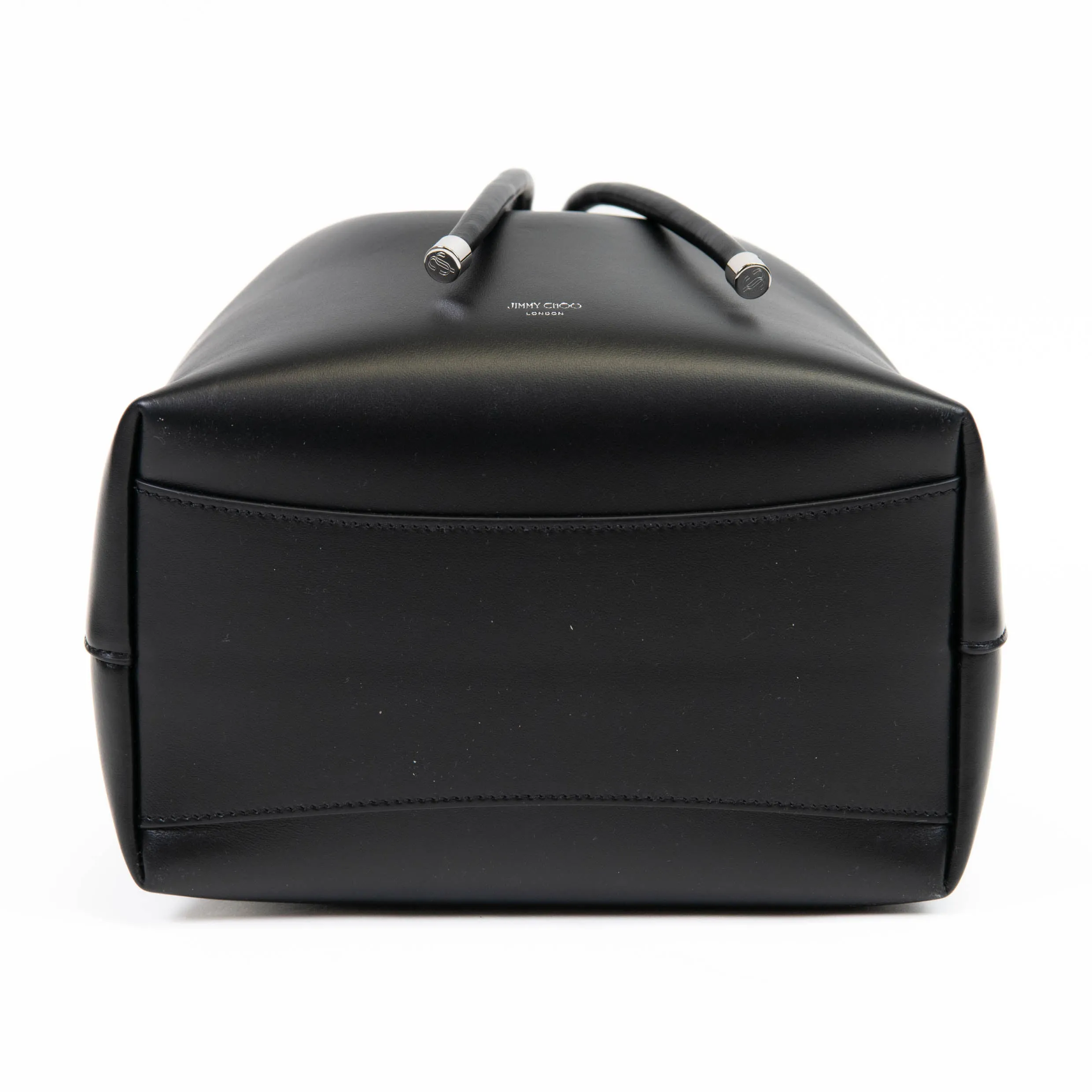 Jimmy Choo Black Smooth Shiny Calfskin Bon Bon Bucket Bag