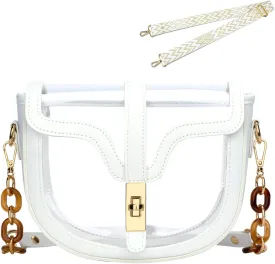 KKXIU Clear Crossbody Bag for Women Stadium Approved Vegan Leather Concert Shoulder Sports See-Through Purse