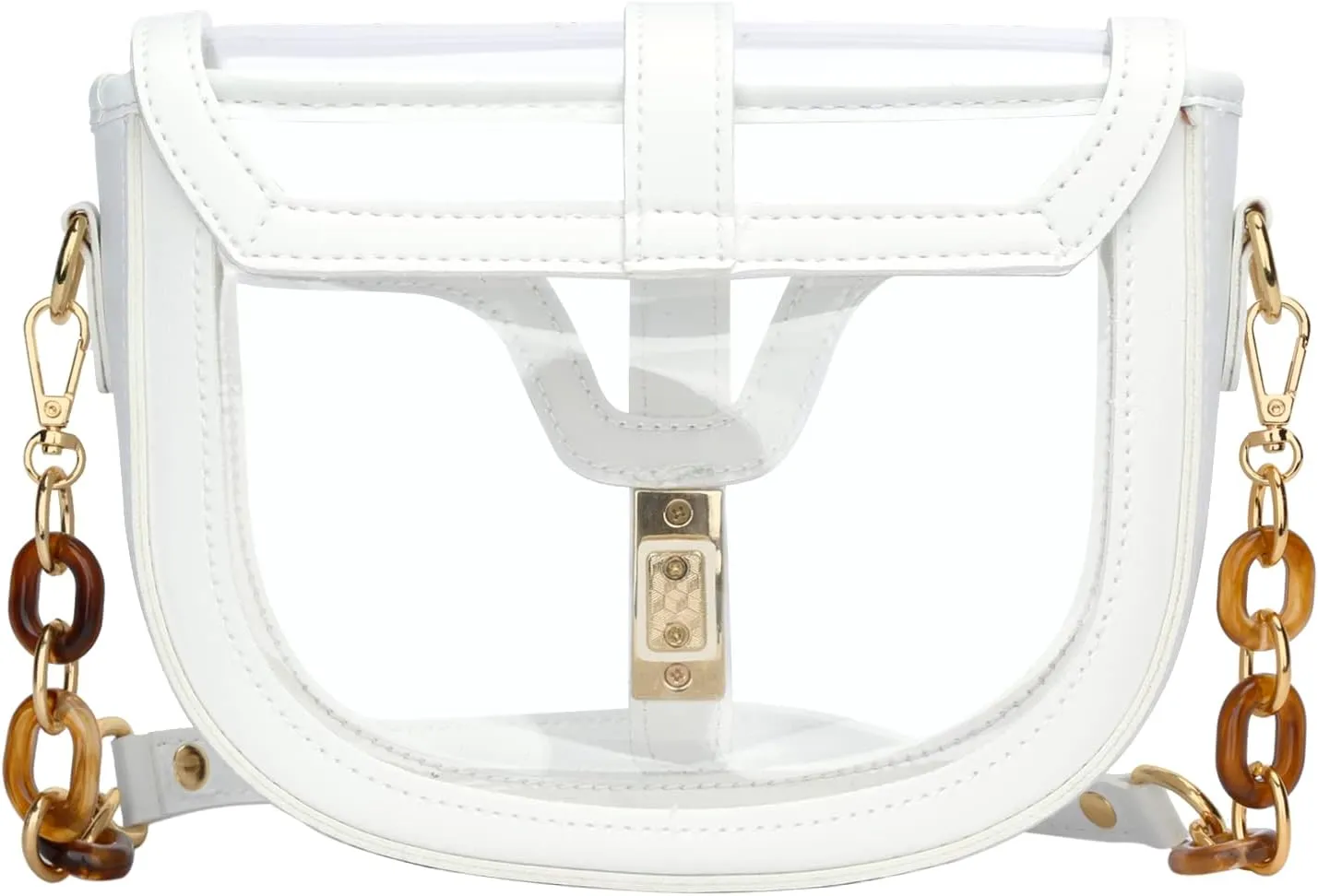 KKXIU Clear Crossbody Bag for Women Stadium Approved Vegan Leather Concert Shoulder Sports See-Through Purse