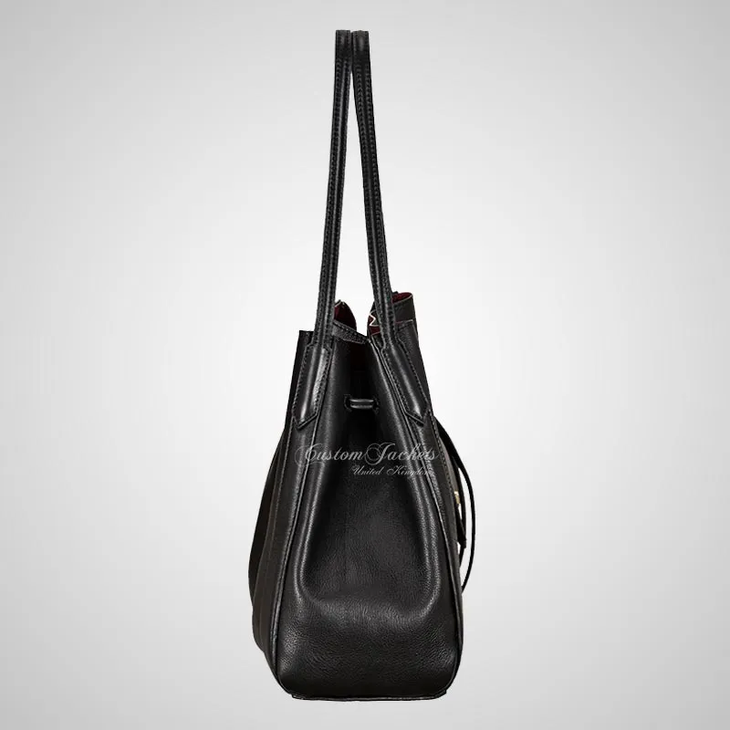 Ladies Leather Handbag Crossbody Tote Bag Drawstring Bucket Bag Purse