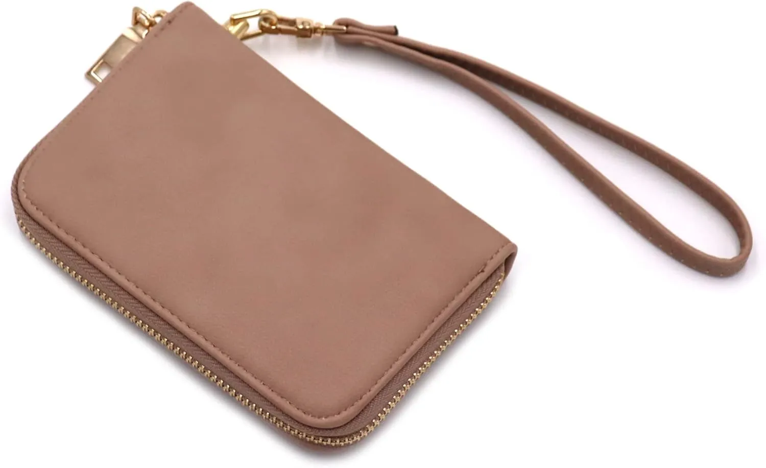 LOVESOME Womens Small Zip Around, Double Zip Around - Double Compartment Wristlet Wallet with Wrist Strap