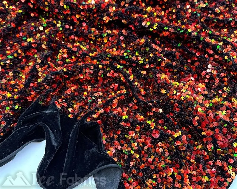 Luxury Stretch Velvet Sequin Fabric All Over Full Sequin
