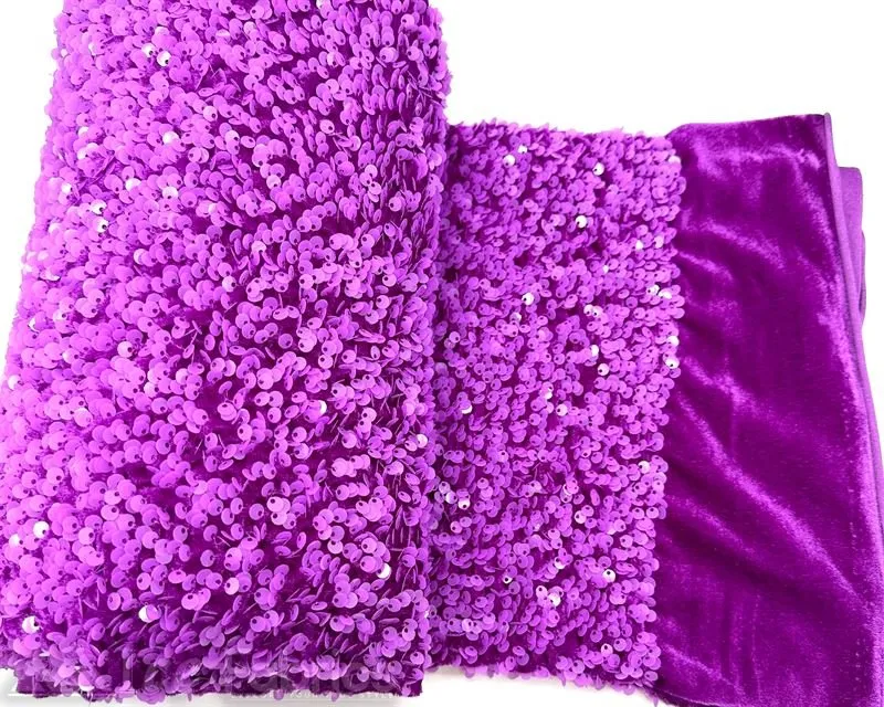 Luxury Stretch Velvet Sequin Fabric All Over Full Sequin