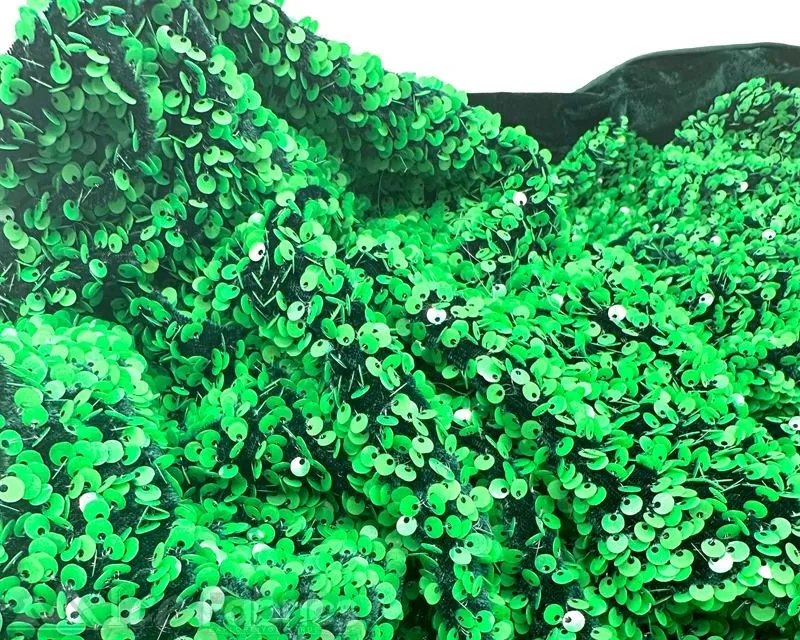 Luxury Stretch Velvet Sequin Fabric All Over Full Sequin