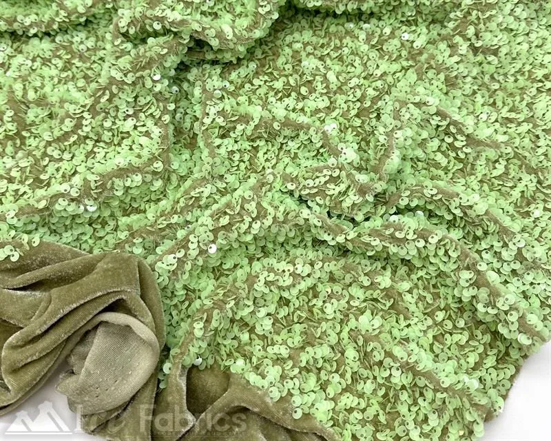 Luxury Stretch Velvet Sequin Fabric All Over Full Sequin