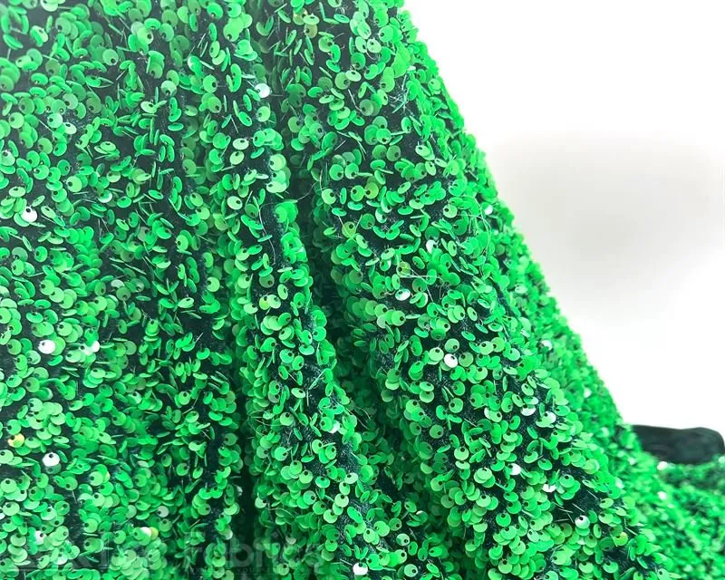 Luxury Stretch Velvet Sequin Fabric All Over Full Sequin
