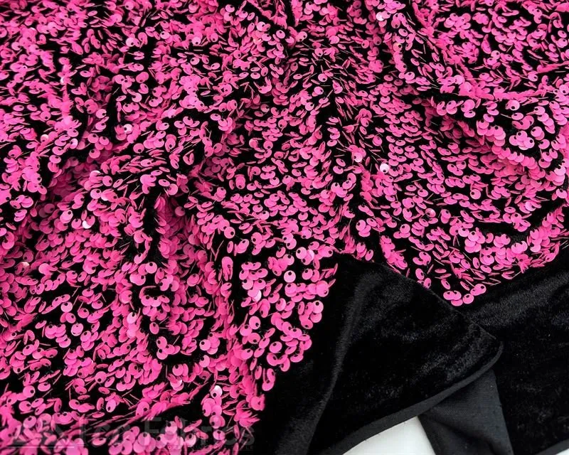 Luxury Stretch Velvet Sequin Fabric All Over Full Sequin