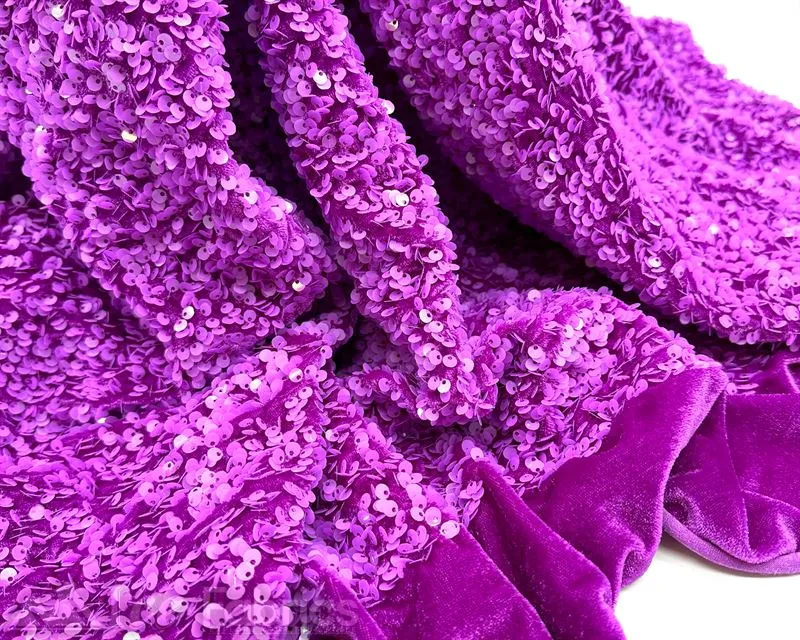 Luxury Stretch Velvet Sequin Fabric All Over Full Sequin